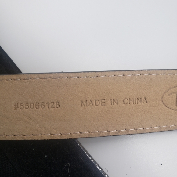 Talbots Genuine Embossed Leather Belt Black Medium 40" Gold Rhinestone Buckle - Picture 5 of 6